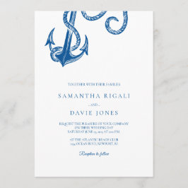 Blue Anchor Nautical Wedding Kaart