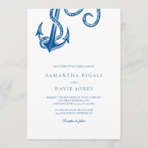 Blue Anchor Nautical Wedding Kaart