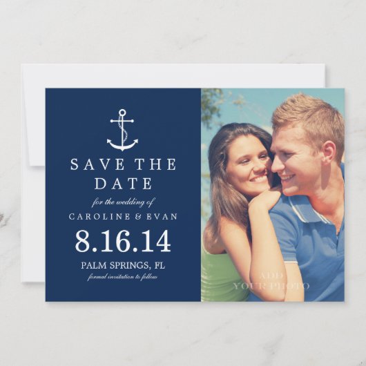 Blue Anchor Photo Wedding Save the Date (Voorkant)