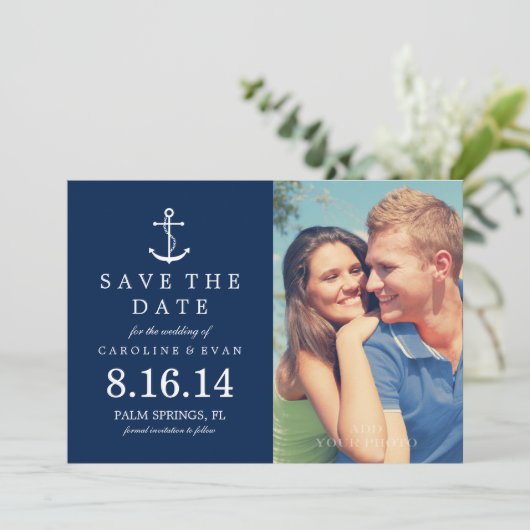 Blue Anchor Photo Wedding Save the Date (Staand voorkant)