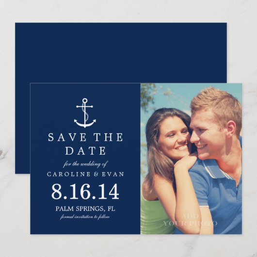 Blue Anchor Photo Wedding Save the Date (Voorkant / Achterkant)