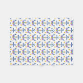 Blue Anchor Purple Seashells Yellow Starfish Fleece Deken (Voorkant (Horizontaal))