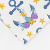 Blue Anchor Purple Seashells Yellow Starfish Fleece Deken (Hoek)