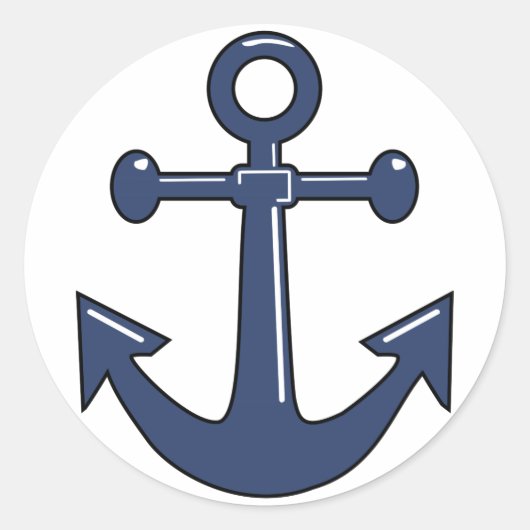 Blue Anchor Ronde Sticker (Voorkant)