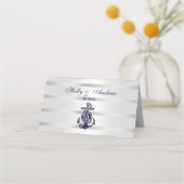 Blue Anchor Silver White Navy Vine Monogram 33 Plaatskaartje (Voorkant)