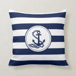 Blue Anchor Symbool Maritime Style Striped Kussen