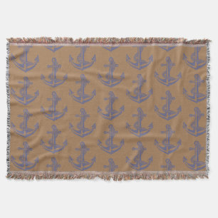 Blue Anchors Fringed Deken