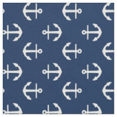 Blue Anchors Nautical Pattern Stof (Close Up)