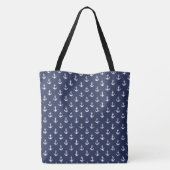 Blue Anchors Pattern en Green Monogram Tote Bag (Achterkant)