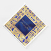 Blue Ancient Egyptian Hieroglyphics Art over goud Servet (Hoek)