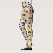 Blue Ancient Egyptian Hieroglyphics on Gold Leggings (Links)