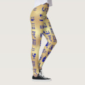 Blue Ancient Egyptian Hieroglyphics on Gold Leggings (Rechts)
