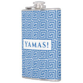 Blue Ancient Greek Key Meander Pattern Heupfles (Links)