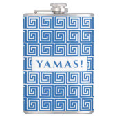 Blue Ancient Greek Key Meander Pattern Heupfles (Voorkant)