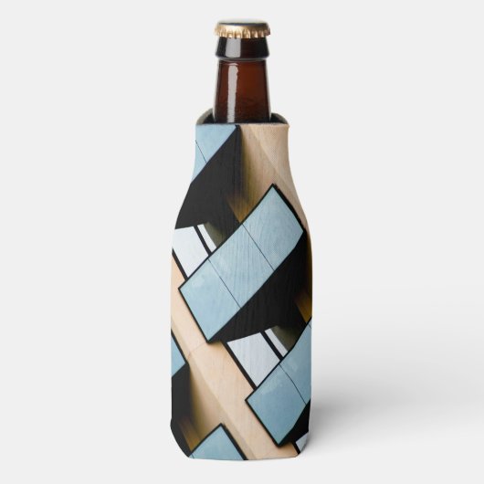 Blue and Beige Building Abstract Flesjeskoeler (Fles Voorkant)