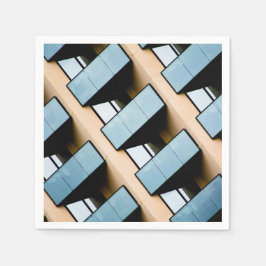 Blue and Beige Building Abstract Servet