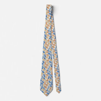 Blue and Beige Leaf Men's Tie Stropdas