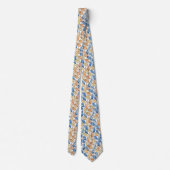Blue and Beige Leaf Men's Tie Stropdas (Achterkant)
