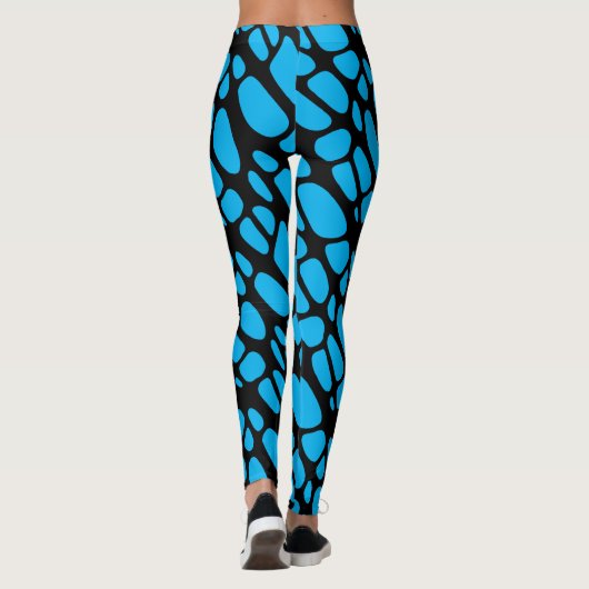 Blue and Black Abstract Organic Web Pattern Leggings (Achterkant)
