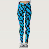 Blue and Black Abstract Organic Web Pattern Leggings (Voorkant)