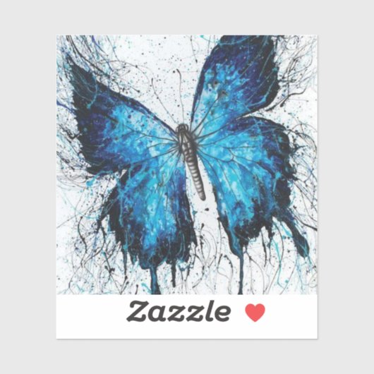 Blue and Black Butterfly Sticker (Vel)
