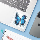 Blue and Black Butterfly Sticker (Laptop met iPhone)