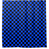 Blue and black checkerboard pattern douchegordijn (Voorkant)