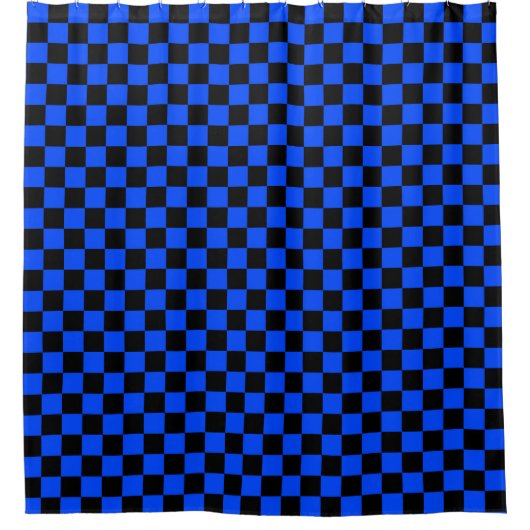 Blue and black checkerboard pattern douchegordijn (Voorkant)