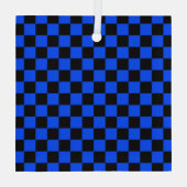 Blue and black checkerboard pattern glas ornament (Achterkant)