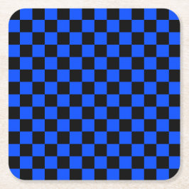 Blue and black checkerboard pattern kartonnen onderzetters