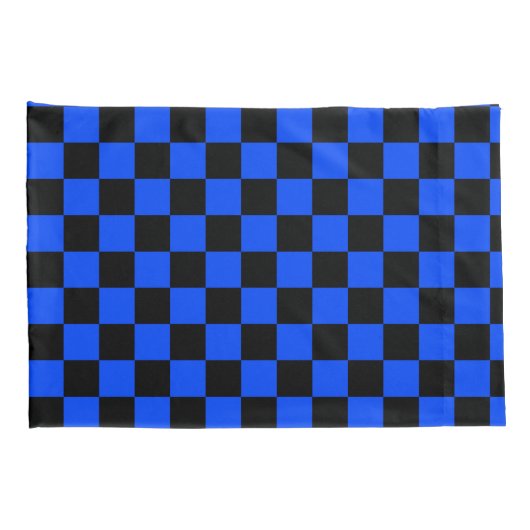Blue and black checkerboard pattern kussensloop (Achterkant-Rechts)