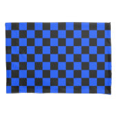 Blue and black checkerboard pattern kussensloop (Voorkant-Links)
