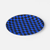 Blue and black checkerboard pattern papieren bordje (Gekanteld)
