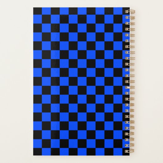 Blue and black checkerboard pattern planner (Achterkant)