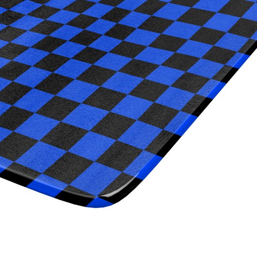 Blue and black checkerboard pattern snijplank (Hoek)