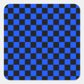 Blue and black checkerboard pattern vierkante sticker (Voorkant)