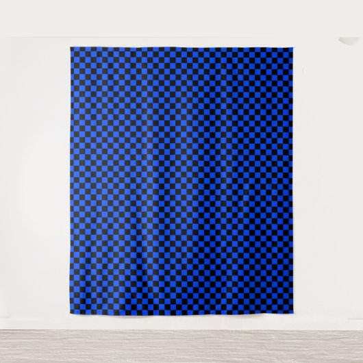 Blue and black checkerboard pattern wandkleed (Voorkant)