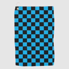 Blue and Black Checkered Print Golfhanddoek