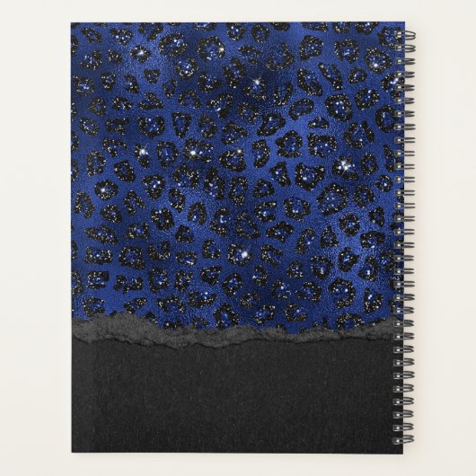 Blue And Black Cheetah Pattern Personalized Planner (Achterkant)