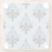 Blue and Black Classic Damask style  Glazen Onderzetter (Achterkant)