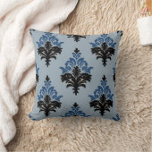 Blue and Black Classic Damask style  Kussen (Deken)