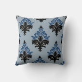 Blue and Black Classic Damask style  Kussen (Achterkant)