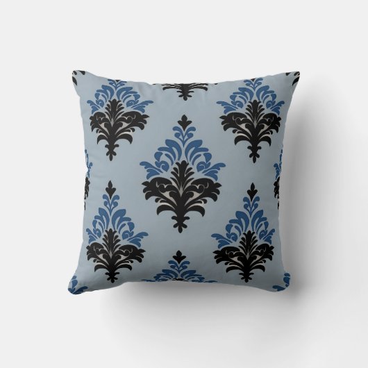 Blue and Black Classic Damask style  Kussen (Achterkant)