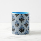 Blue and Black Classic Damask style  Mok (Midden)