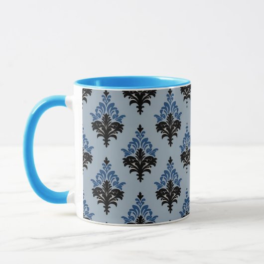 Blue and Black Classic Damask style  Mok (Links)