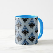 Blue and Black Classic Damask style  Mok (Voorkant rechts)