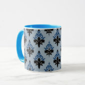Blue and Black Classic Damask style  Mok (Voorkant links)