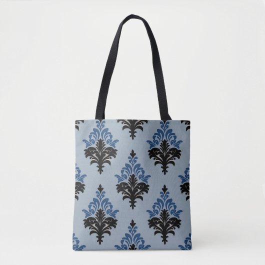 Blue and Black Classic Damask style  Tote Bag (Voorkant)