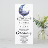 Blue and Black Crescent Moon huwelijksprogramma (Staand voorkant)