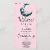 Blue and Black Crescent Moon huwelijksprogramma (Voorkant / Achterkant)